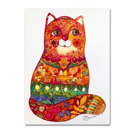 Oxana Ziaka 'Judaica Folk Cat' Canvas Art,14x19